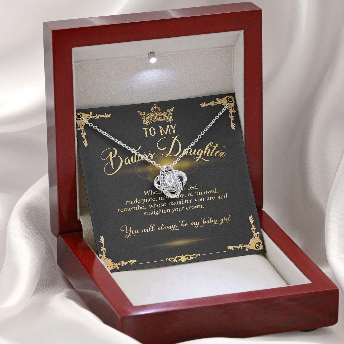 To My Badass Daughter Necklace With Message Cards