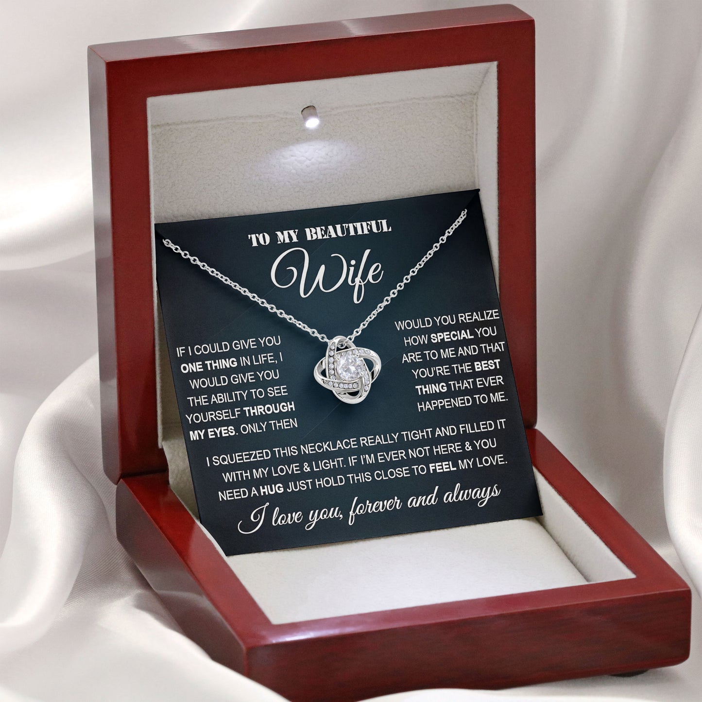 To My Beautiful Wife Necklace with Sentimental Card
