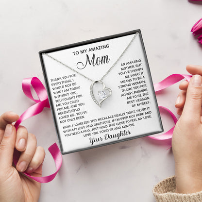 To My Amazing Mom Necklace Anniversary Present, Birthday Anniversary Gift Idea From Daughter