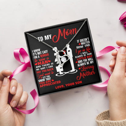 To My Mom Necklace Message & Elegant Box, Valentines Day, Mothers Day, Birthday, Wedding Gift