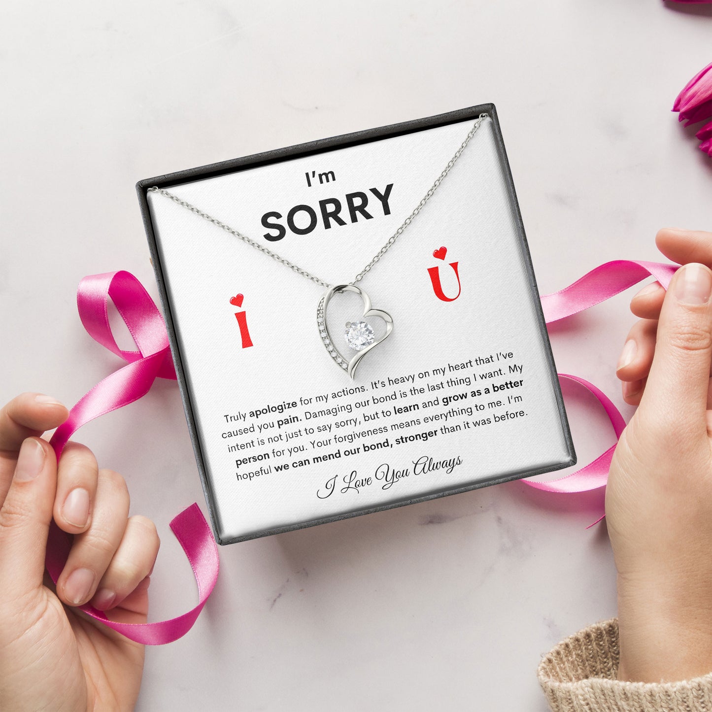 I'm Sorry Necklace For Her, Apology Necklaces, Forgive Me Gifts, I'm Sorry For Hurting You Neckace, Valentine, Birthday Gift