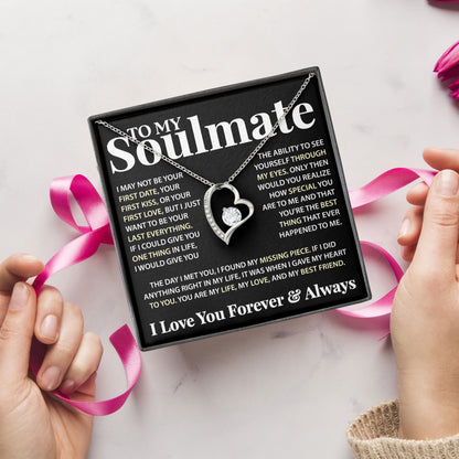 To My Soulmate Necklace Gift Box with Sentimental Message Card From Boyfriend