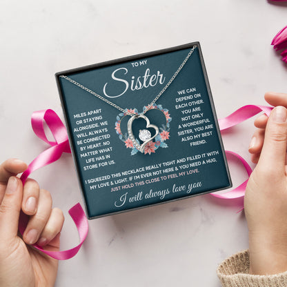 To My Sister Necklace With Message Gift From Brother, Sister Jewelry On Birthday, Mother's Day, Valentine's Day, Wedding Day Gift