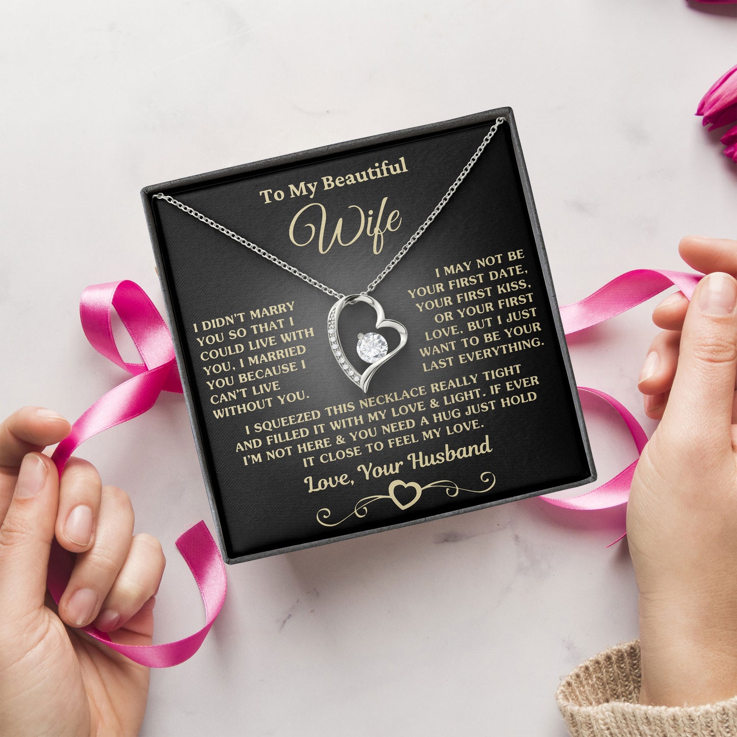 To My Wife Necklace with Message Card and Gift Box