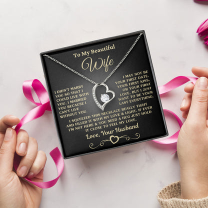 To My Wife Necklace with Message Card and Gift Box