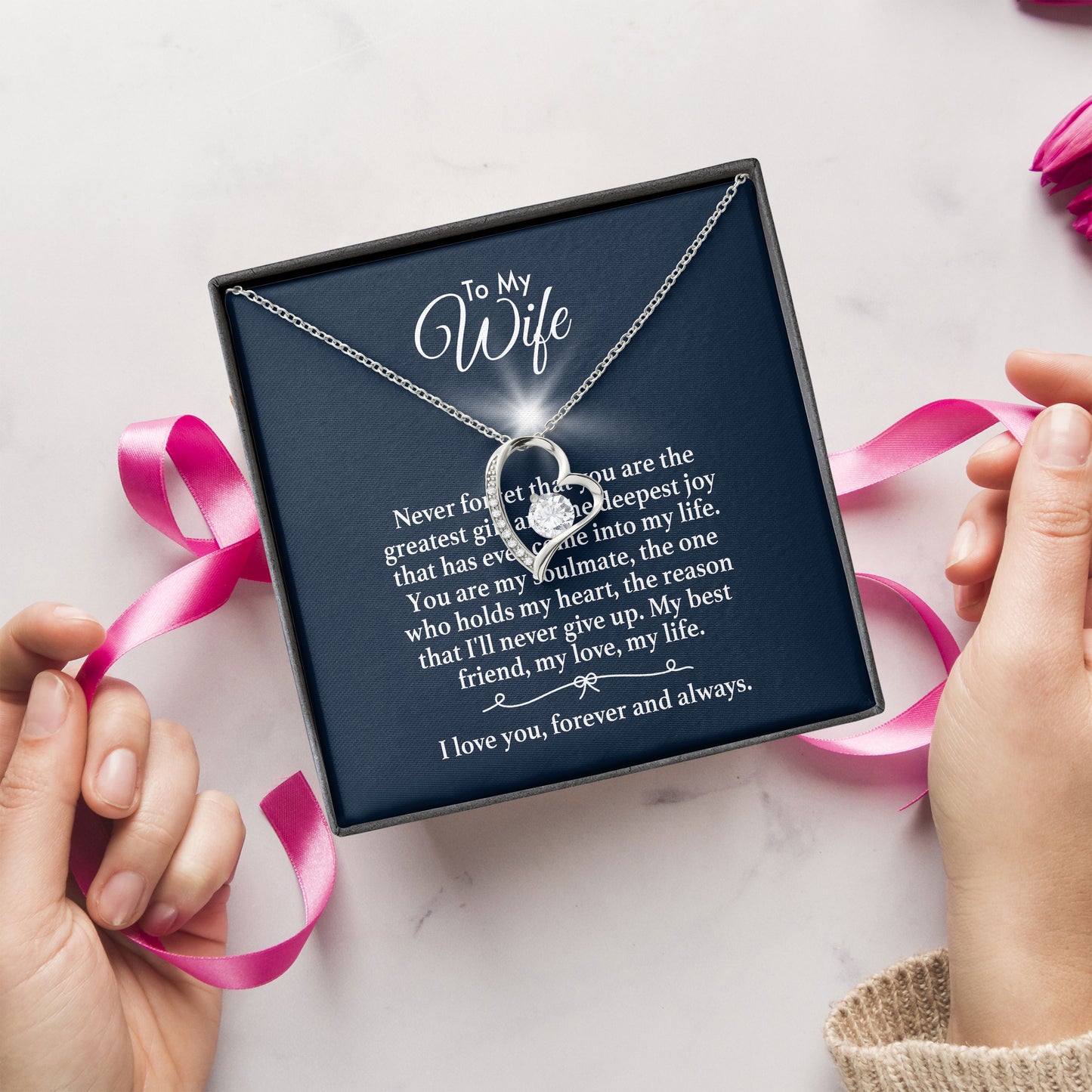 To My Wife Necklace Valentine’s Day Gift for Girlfriend, Fiancée