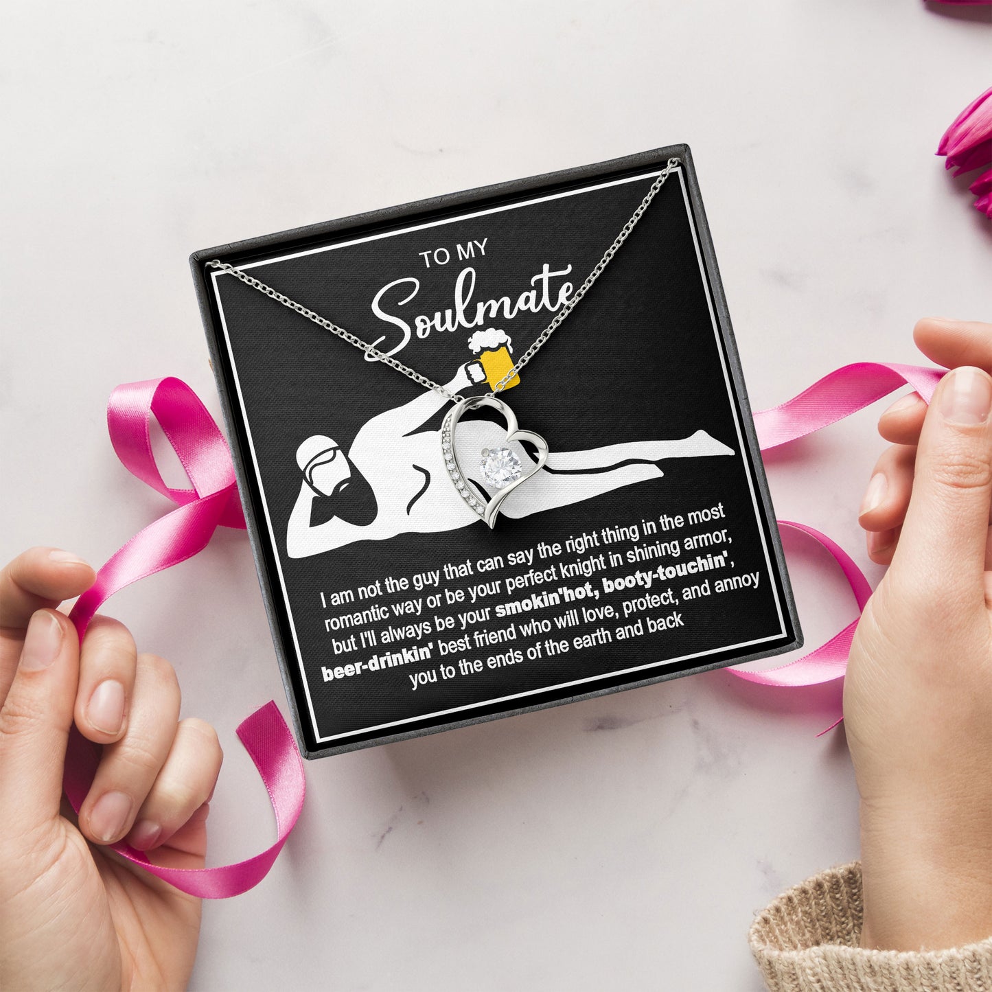 To My Soulmate Necklace Romantic Jewelry Gift with Message Card for Birthday Anniversary
