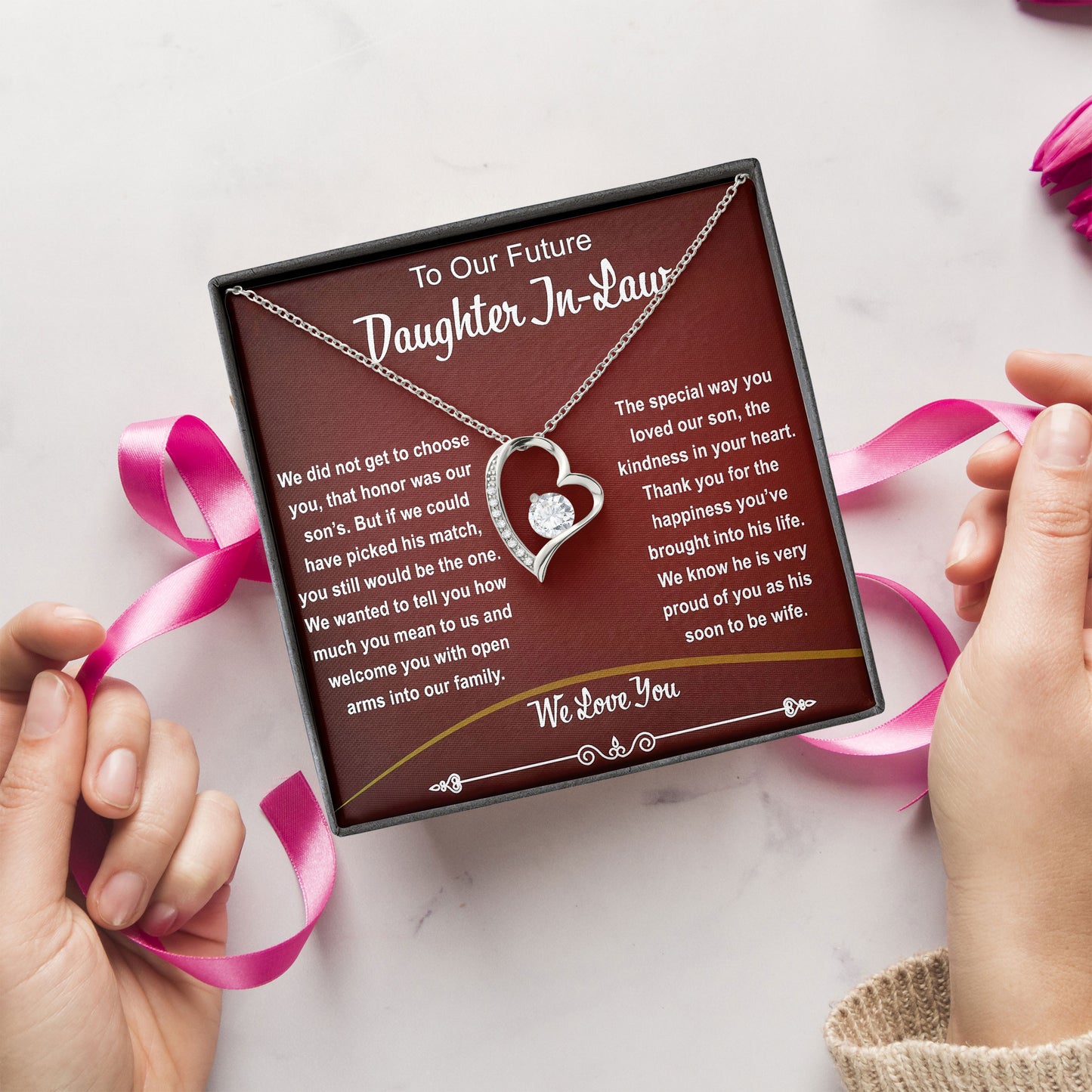 To Our Future Daughter In Law Necklace with Message Card and Gift Box