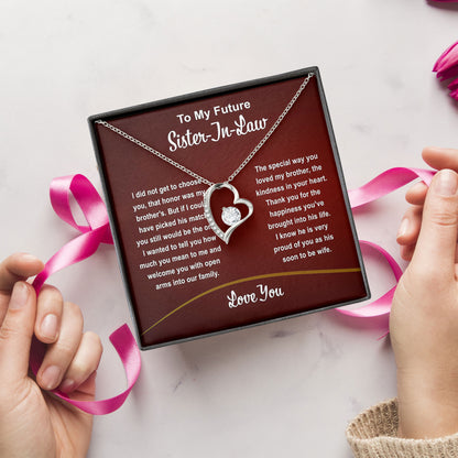 To My Sister In Law Necklace Gift Box with Sentimental Message Card
