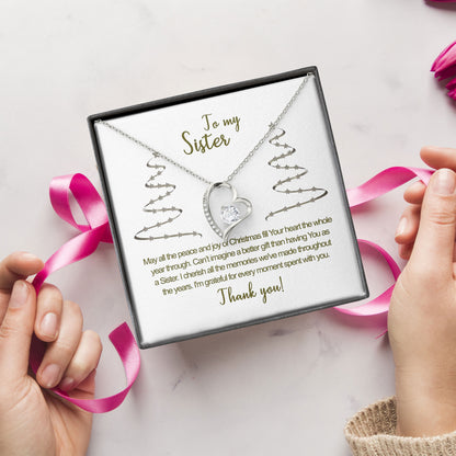 To My Sister Necklace Gift Box with Sentimental Message Card