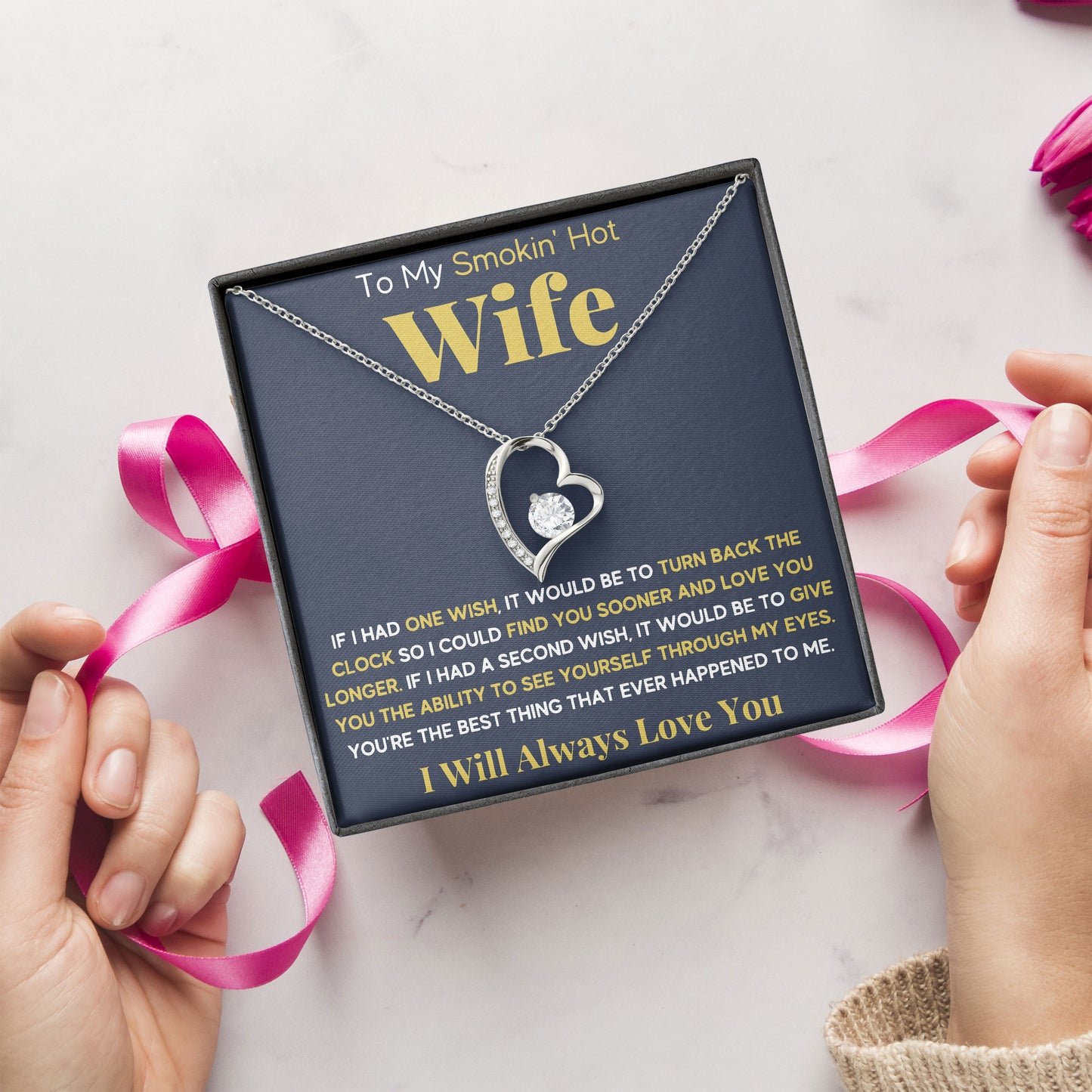 To My Smorking Hot Wife Necklace Valentine’s Day Gift for Girlfriend, Fiancée