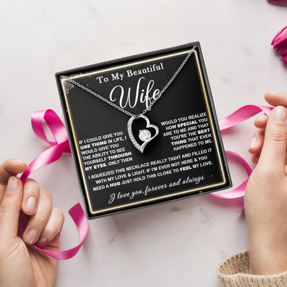 To My Beautiful Wife Necklace, Romantic Jewelry Gift for Wife, Anniversary Present, Birthday Christmas Gift Idea