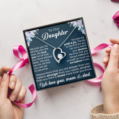 To Our Daughter Necklace Message & Elegant Box, Necklace Gifts For Daughter, Valentines Day, Graduation, Birthday, Wedding, Christmas Gifts From Mom