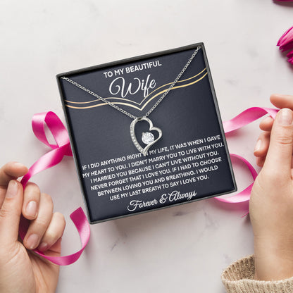 To My Beautiful Wife Necklace Jewelry with Message Card & Gift Box