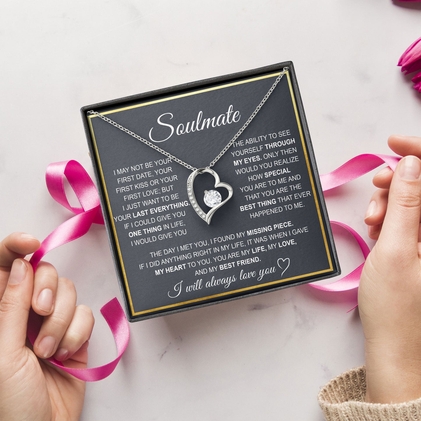 Soulmate Necklace Meaningful Romantic Gift for Girlfriend or Fiancée