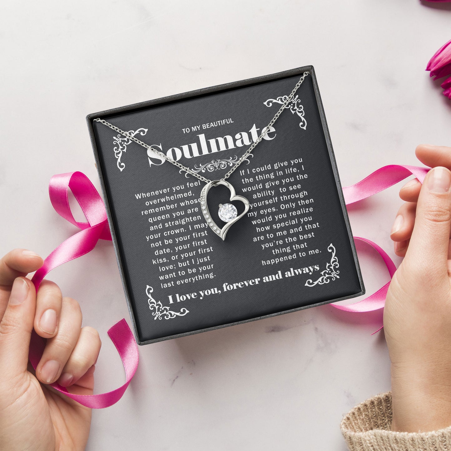 To My Beautiful Soulmate Necklace Meaningful Romantic Gift for Girlfriend, Fiancée