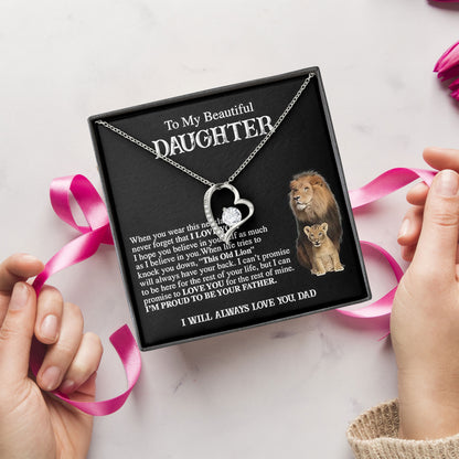 To My Beautiful Daughter From Dad Necklace Graduation Gifts Birthday Christmas Message Card＆LED Gift Box