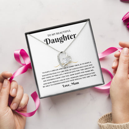 To My Beautiful Daughter Necklace Jewelry Boxes with Necklace, Present Box From Dad, Mom