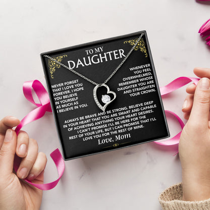 To My Daughter Necklace Message & Elegant Box, Valentines Day, Graduation, Birthday, Wedding, Gifts From Dad, Mom