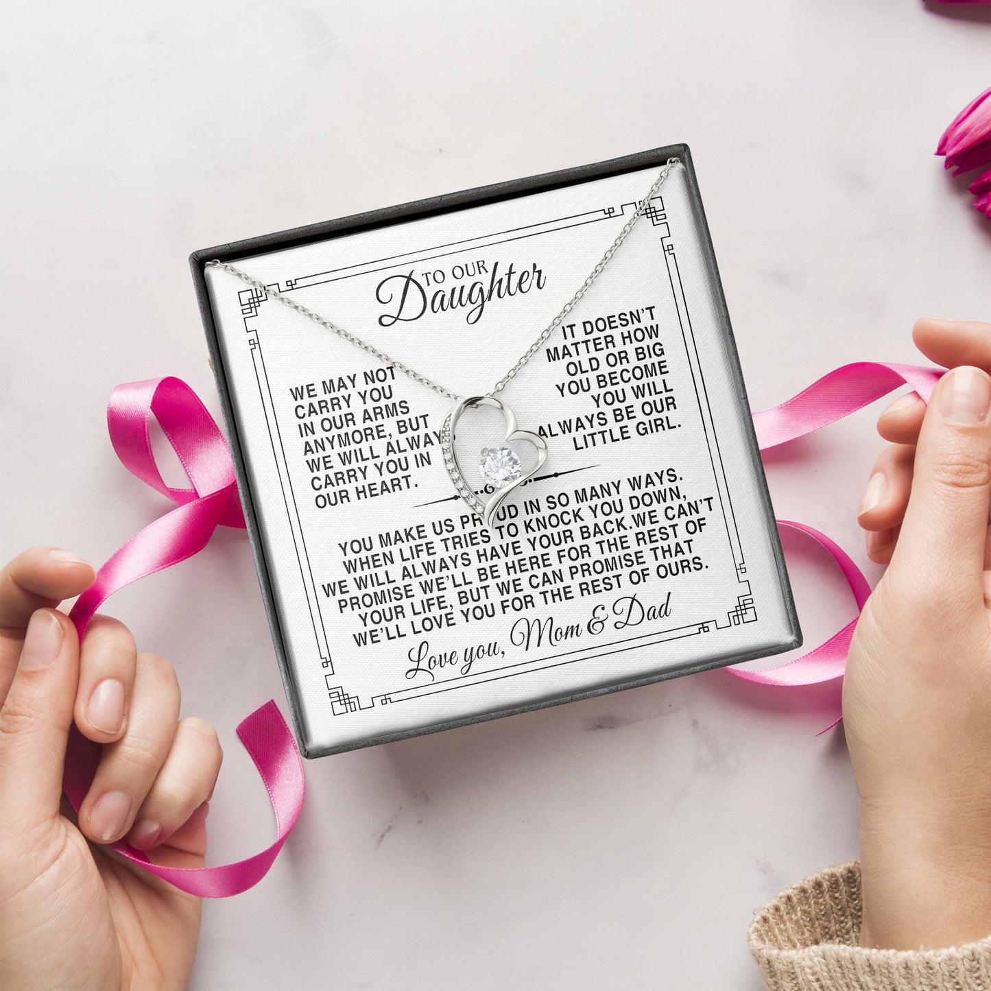To Our Daughter Necklace Gift For Birthday Wedding Graduation, Valentine's Day From Dad, Mom