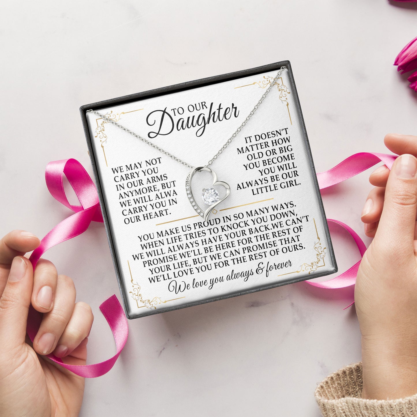 To Our Daughter Necklace From Dad, Mom, Gifts For Daughter Romantic, Birthday, Valentine Gift