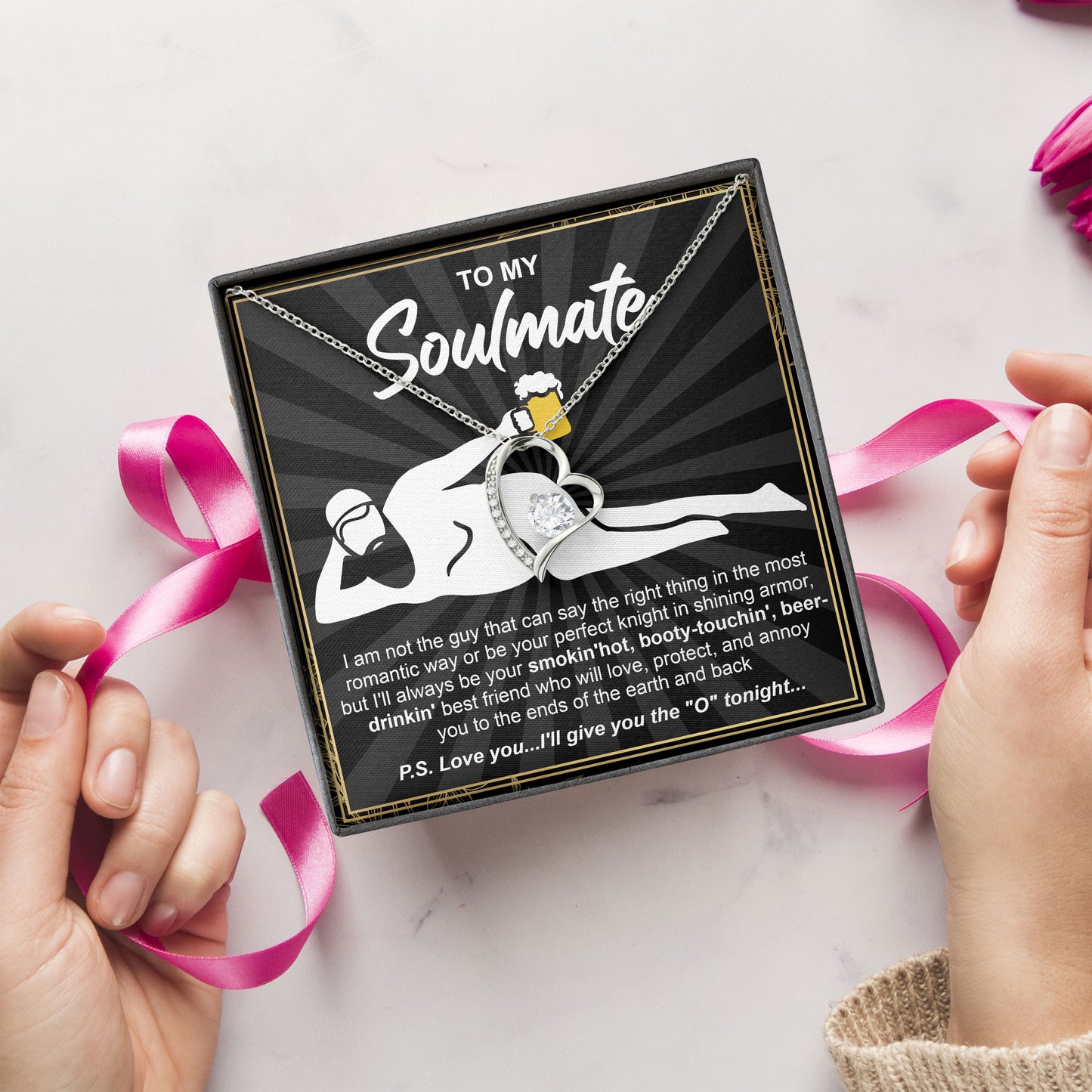 To My Soulmate Necklace Gift Valentine Anniversary Jewelry with Sentimental Card