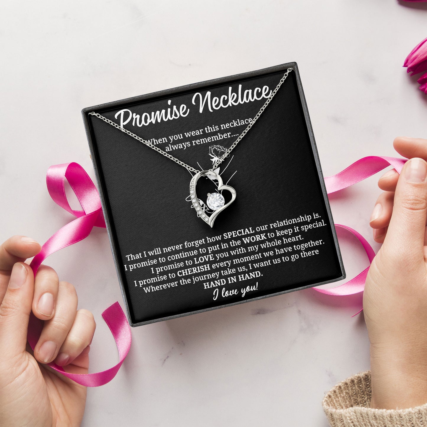 Promise Necklace Jewelry Gift with Message Card and Gift Box