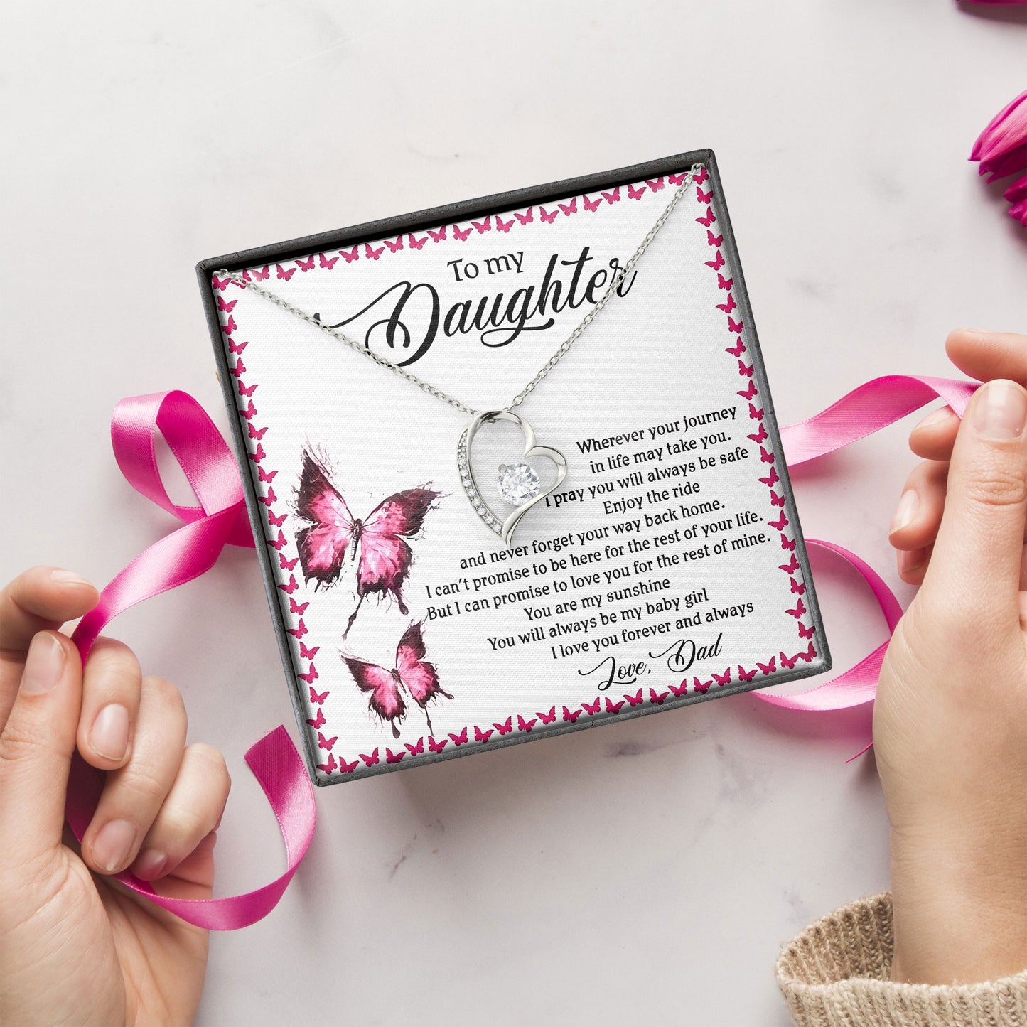 To My Daughter Necklace Gift Box From Dad