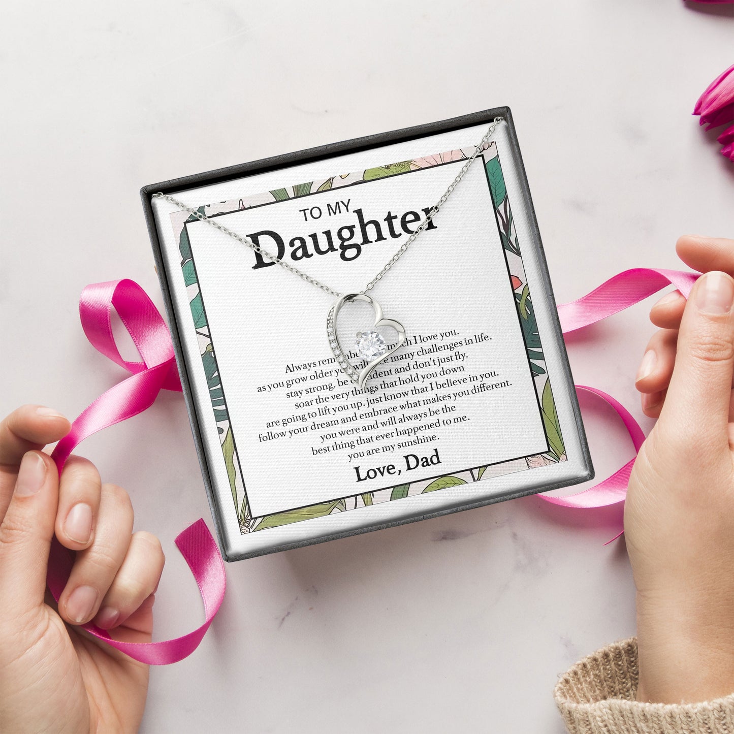 To My Daughter Valentine Necklace Gift Love From Dad