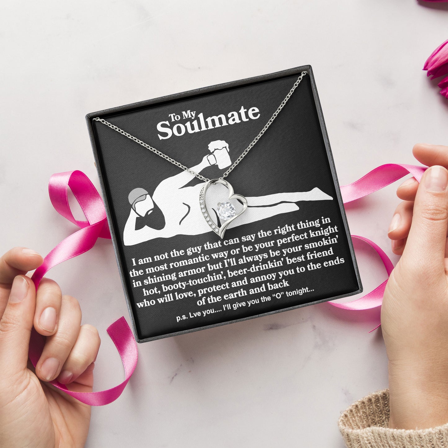 To My Soulmate Necklace Gift Box with Emotional Message Card for Valentine’s Day