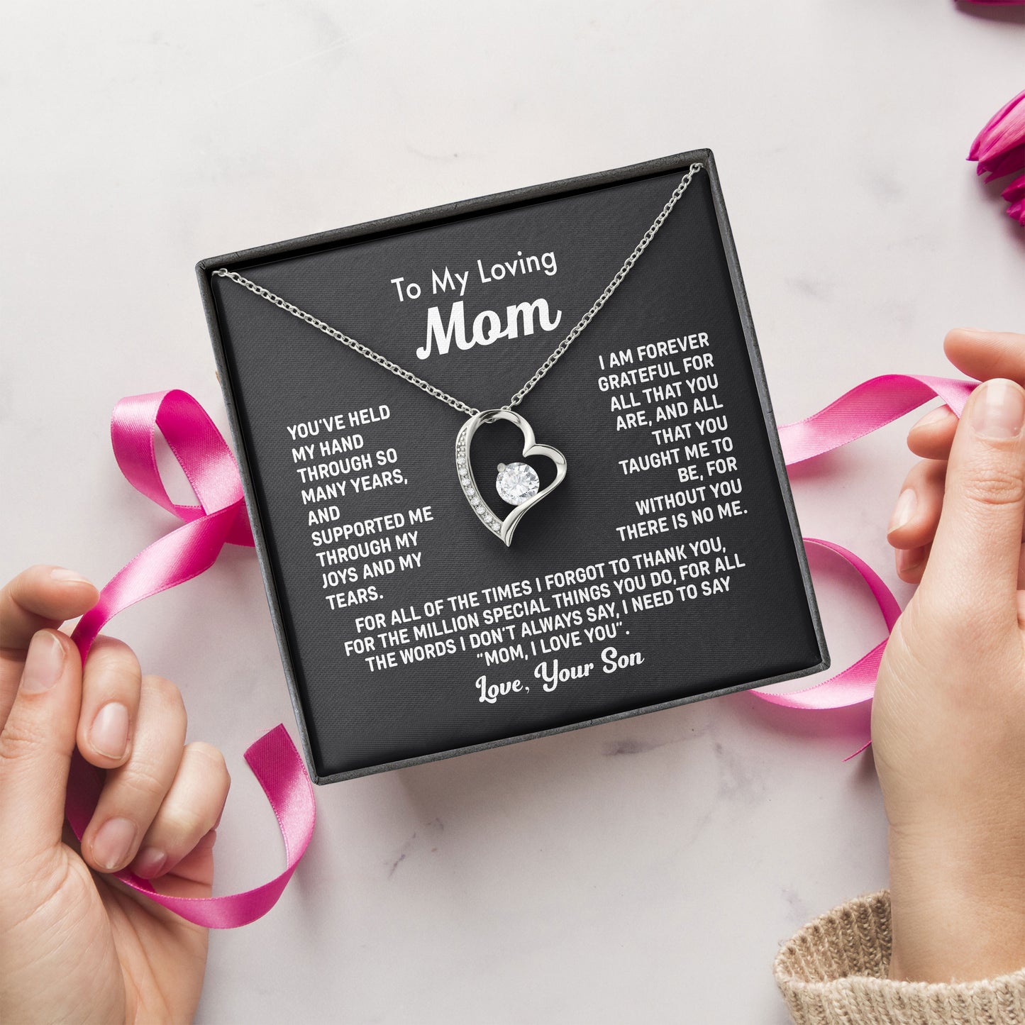 To My Loving Mom Love Necklace Jewelry From Son