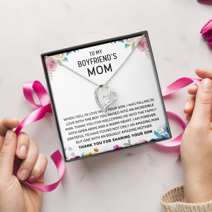 To My Boyfriend's Mom Necklace, Valentines Day, Birthday Gift, Mother's Day with Message Card and Box Meaning