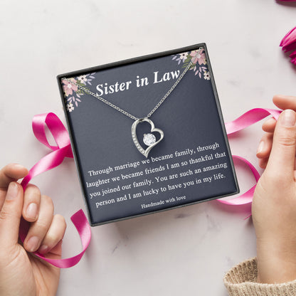 To My Sister In Law Necklace With Message, Birthday, Mother's Day, Valentine, Wedding Day Gifts