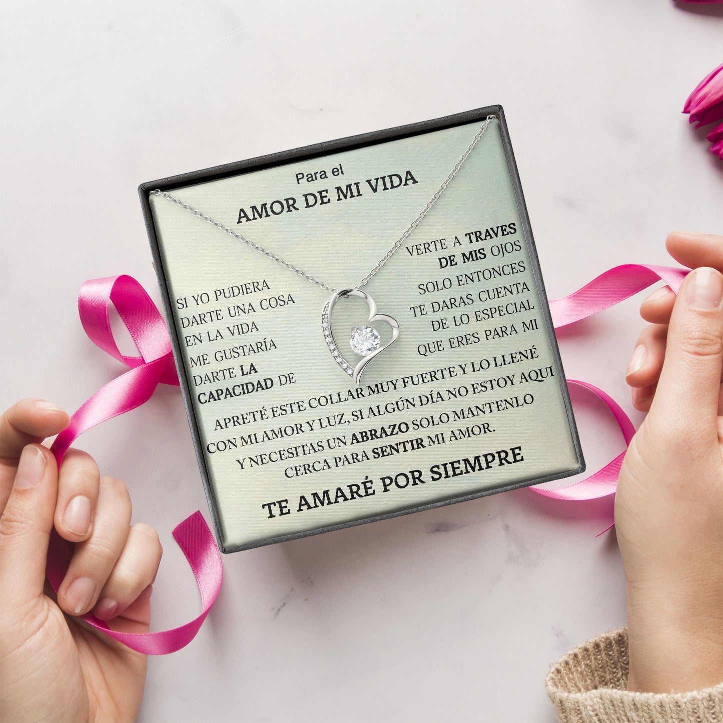 Para El Amor De Mi Vida Necklace Gift Box with Sentimental Message Card