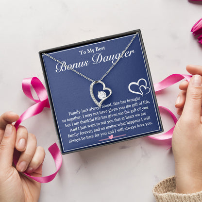 To My Best Bonus Daughter Jewelry Boxes with Necklace, Present Box For Daughter From Dad, Mom