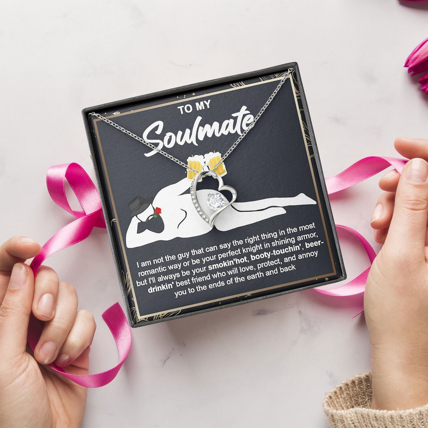 To My Soulmate Necklace Sentimental Gift Box for Anniversary or Birthday