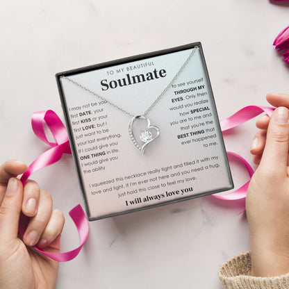 To My Beautiful Soulmate Love Knot Necklace Romantic Jewelry Gift with Message Card