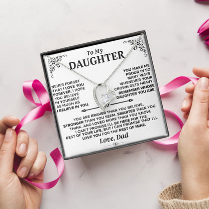 To My Daughter Necklace Birthday Valentine Jewelry Gifts For Daughter From Dad with Message Card Box