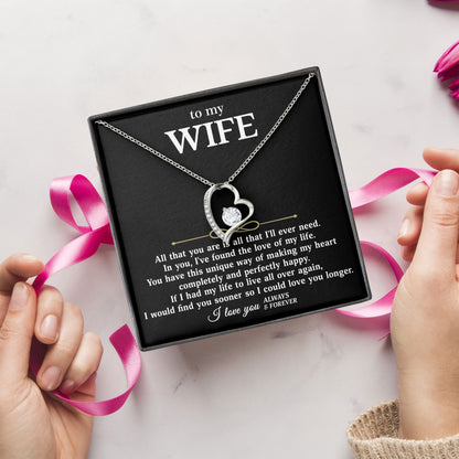 To My Wife Necklace Gift Box with Sentimental Message Card
