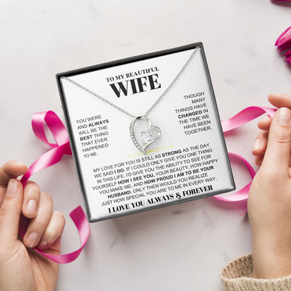 To My Beautiful Wife Necklace with Message Card and Gift Box for Wife Soulmate Girlfriend