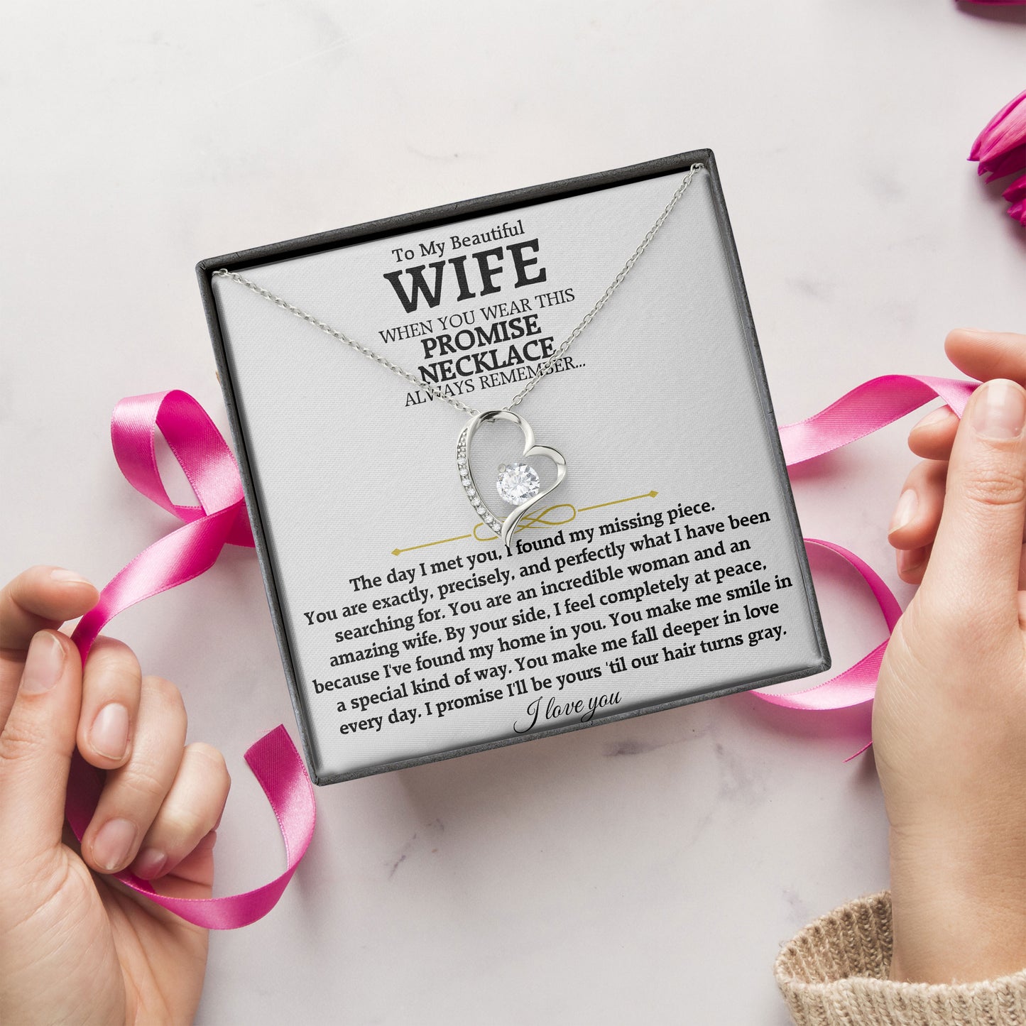 To My Beautiful Wife with Message Card and Gift Box for Wife Soulmate Girlfriend