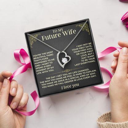 To My Beautiful Future Wife Necklace with Message Card and Gift Box for Wife Soulmate Girlfriend