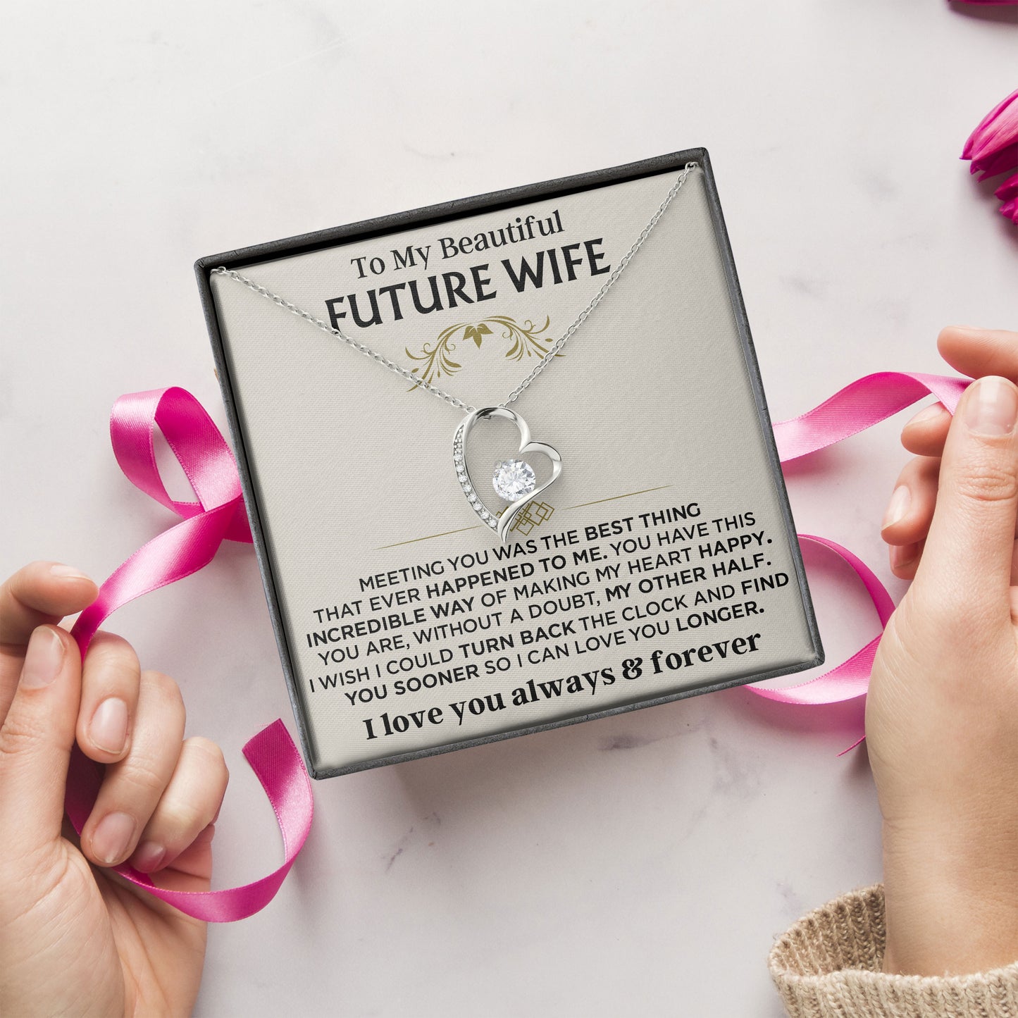 To My Beautiful Future Wife Necklace with Message Card