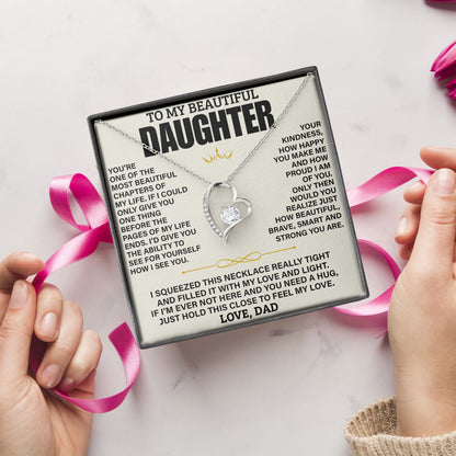 To My Beautiful Daughter Necklace Birthday Valentine Jewelry Gifts For Daughter with Message Card Box From Dad