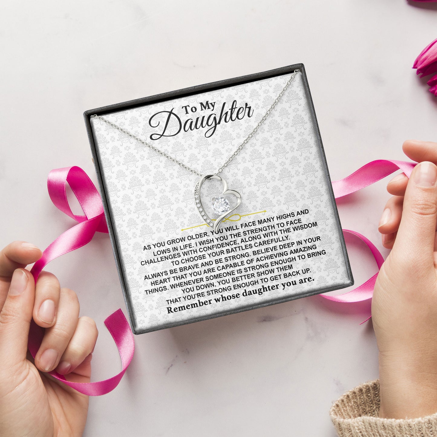 To My Daughter Necklace Gifts For Daughter with Message Card Box From Dad Birthday Valentine Anniversary Gift
