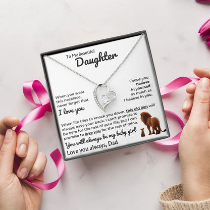To My Beautiful Daughter Necklace Birthday Anniversary Valentine Gift with Message Card and LED Jewelry Box Gift