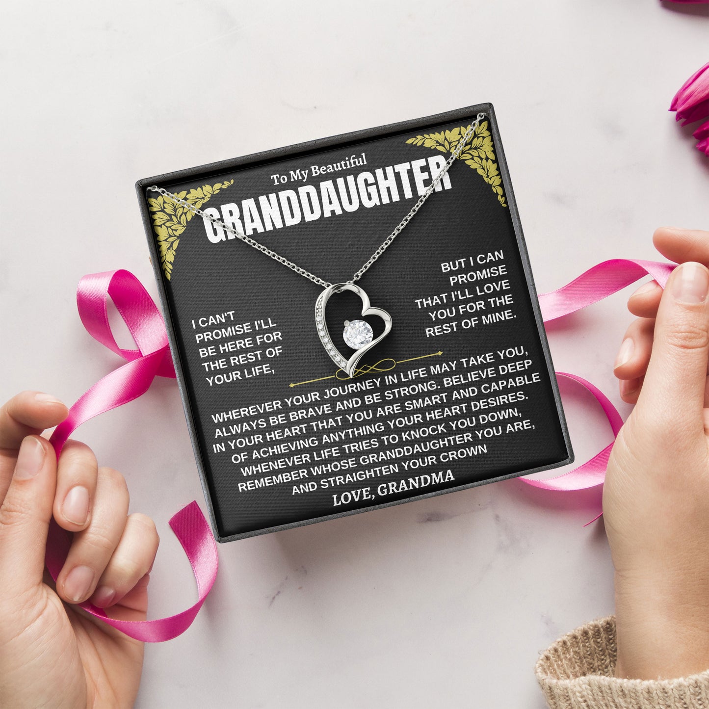To My Beautiful Granddaughter Necklace Meaningful Gift From Grandma With Message Card And Box