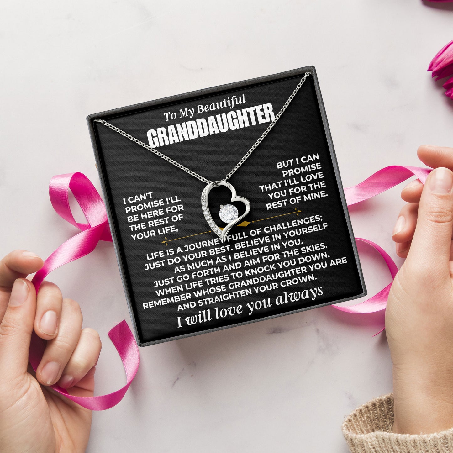To My Beautiful Granddaughter Necklace Meaningful With Message Card And Box Anniversary Graduation Birthday Gifts