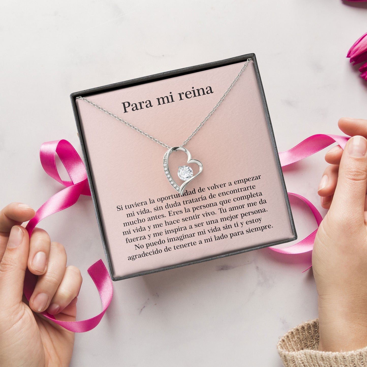 Para Mi Reina Necklace with Message Card Gift From Husband
