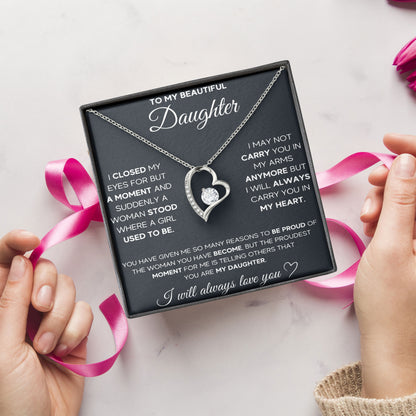 To My Badass Daughter Necklace Birthday Christmas Jewelry Gifts with Message Card Box